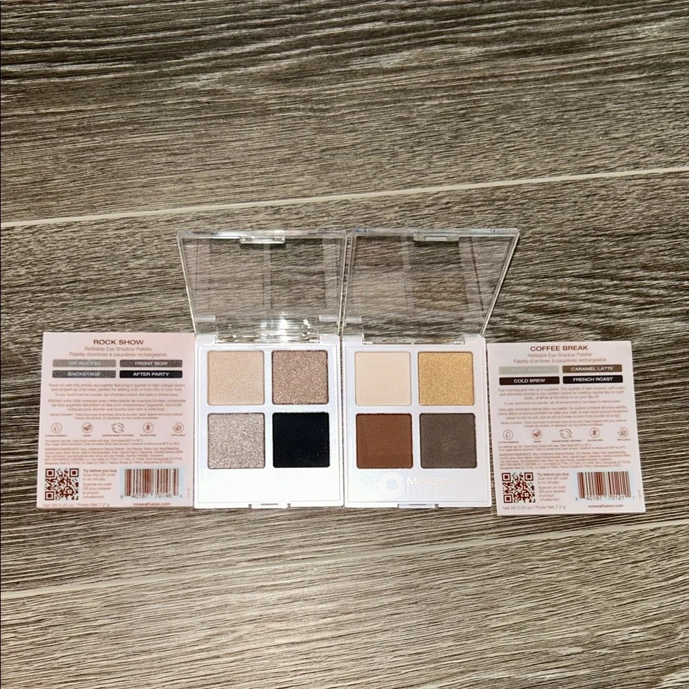NEW 2X Mineral Fusion Eyeshadow Palette Set ( Coffe break & Rock Show )